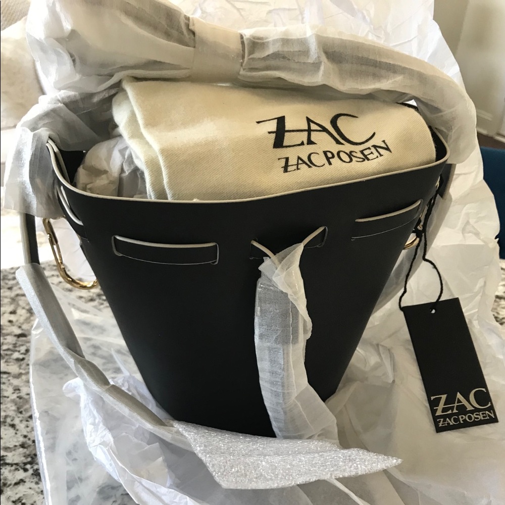 ✨FLASH SALE!!!✨ZAC POSEN NWT! DRAWSTRING LEATHER Bucket BAG - Picture 8 of 8